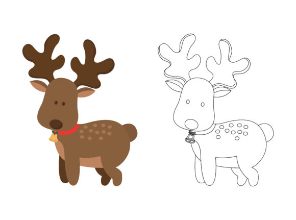 Christmas Deer Fill Outline Icon for Editorial and Web Design