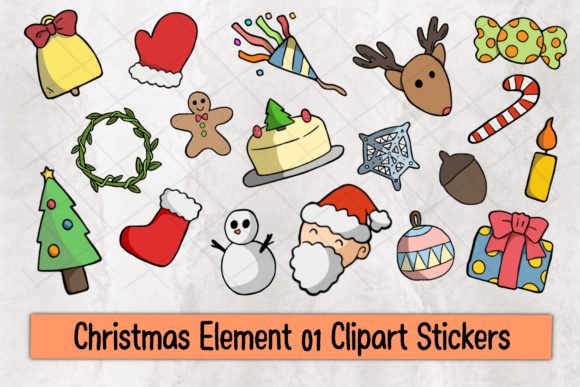 Christmas Element 01 Clipart Stickers for Branding and Marketing