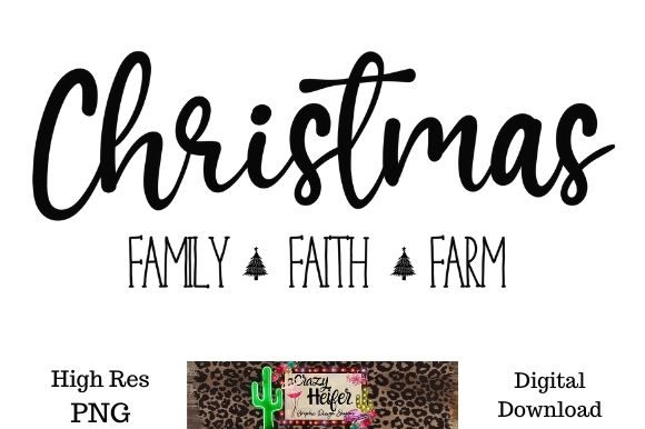 Christmas Family Faith Farm Illustrations for Digital Products