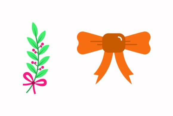 Christmas Holly Berries Ribbon Vector Illustrations