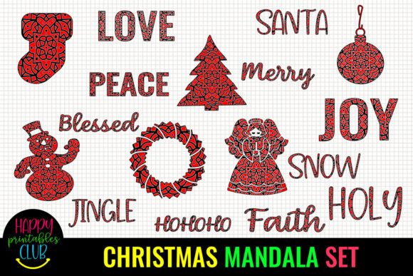 Christmas Mandala Set for Creative Design Projects
