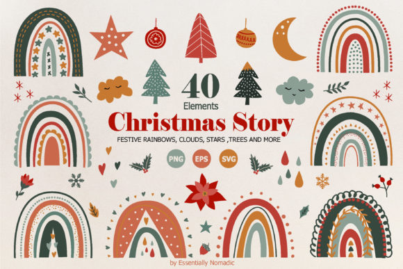 Christmas Rainbow Clipart Set Review
