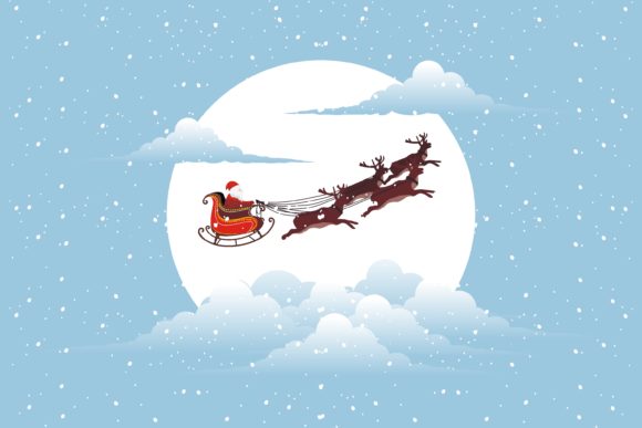 Christmas Santa Claus with Sleigh Deer