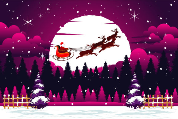 Christmas Santa Riding Sleigh in Snow