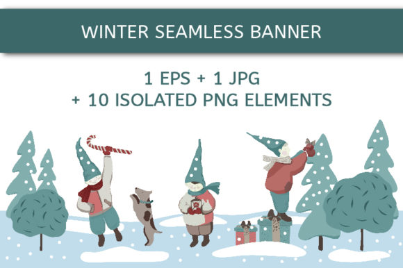 Christmas Seamless Banner Illustrations for Creative Projects