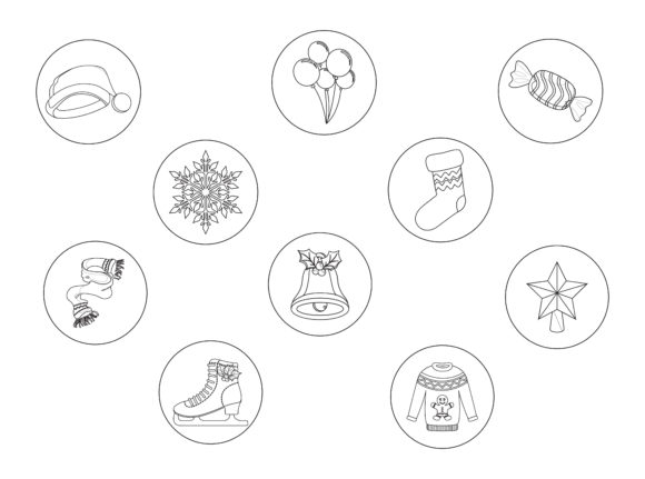 Christmas Snowflake Outline Icon Bundle