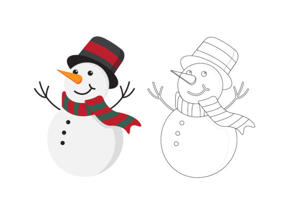 Christmas Snowman Fill Outline Icon Illustrations