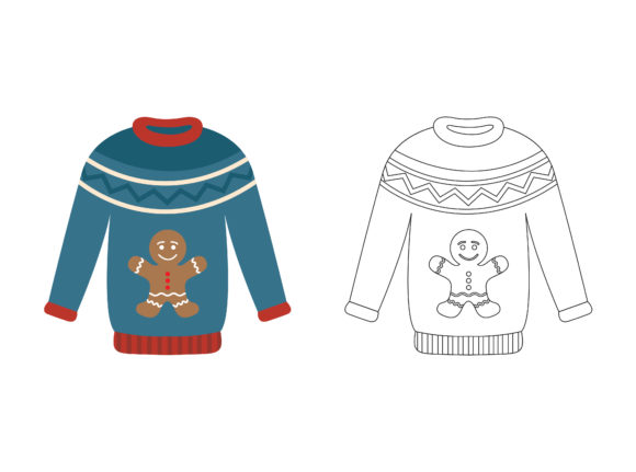 Christmas Sweater Fill Outline Icon Illustrations
