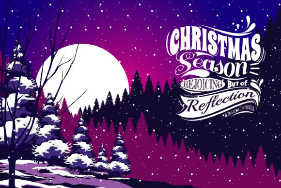 Christmas with Snow at Night Illustrations for Local Branding