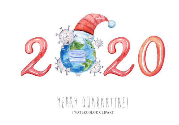 Covid Christmas 2020 Clipart. Virus Illustrations