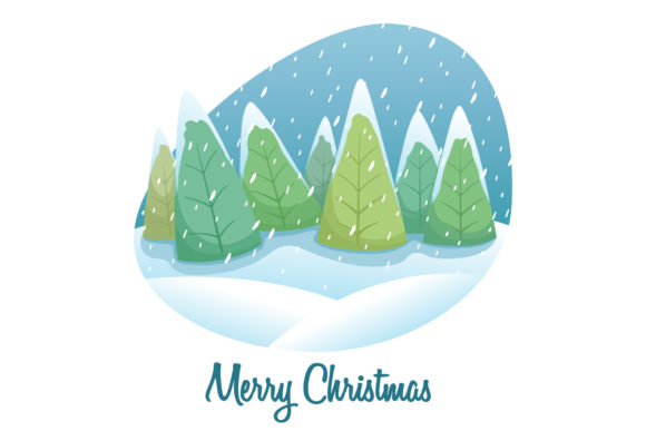 Cute Christmas Landscape Illustration for Design Projects