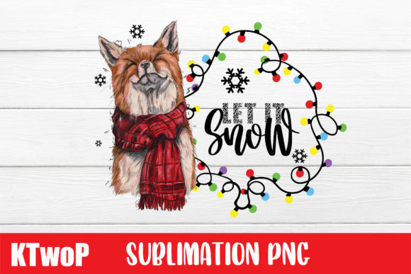Let It Snow, Merry Christmas Fox Clipart Illustrations