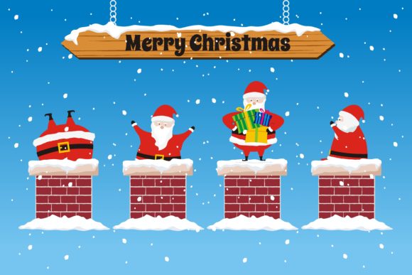 Santa Claus in Christmas Snow Season Illustrations